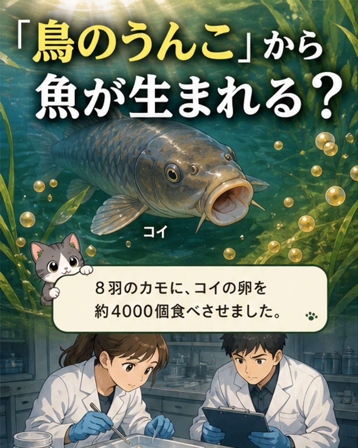 鳥の糞から魚の赤ちゃんが誕生