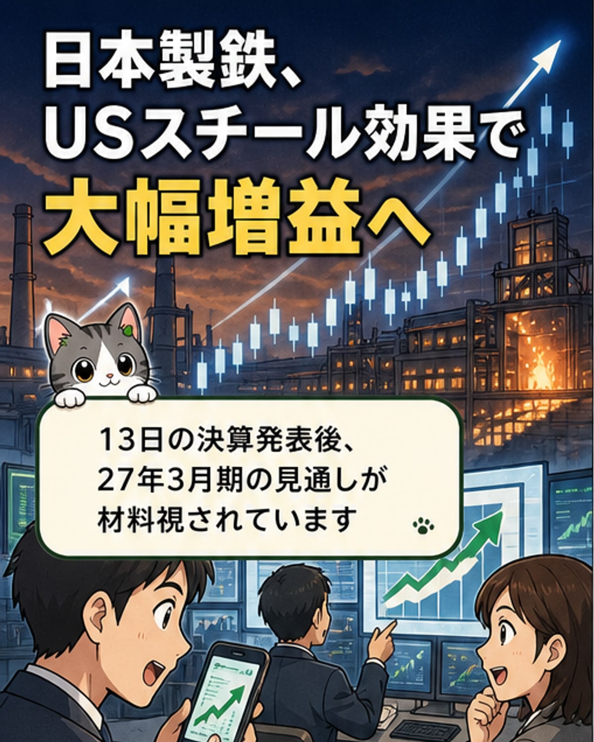 日本製鉄、27年3月期に大幅増益
