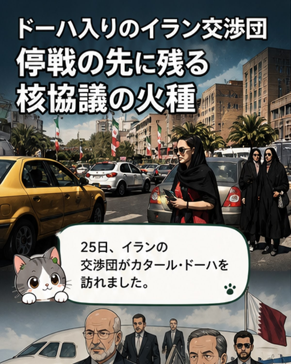 イラン交渉団、カタール到着