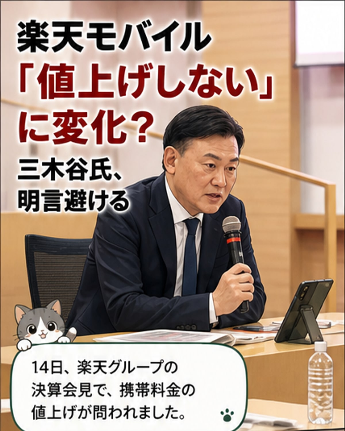 楽天モバイル、値上げの含み