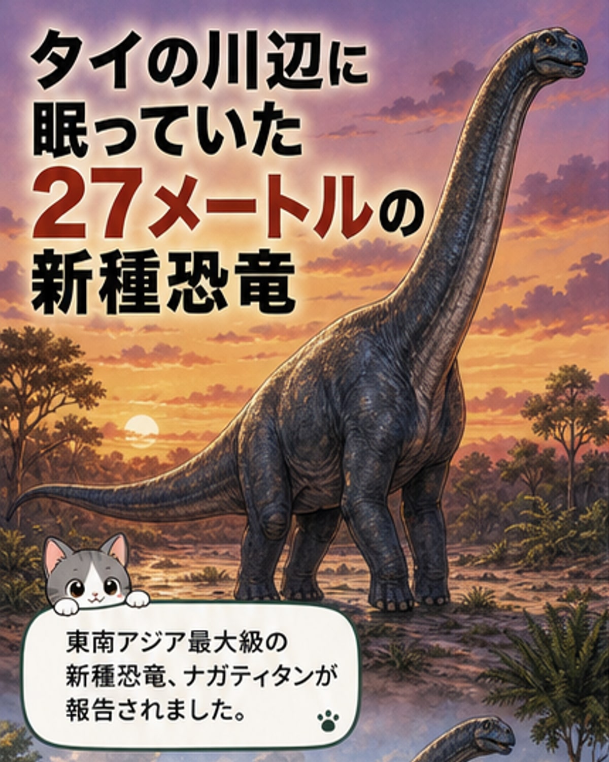 東南アジア最大級の新種恐竜「ナガティタン」発見