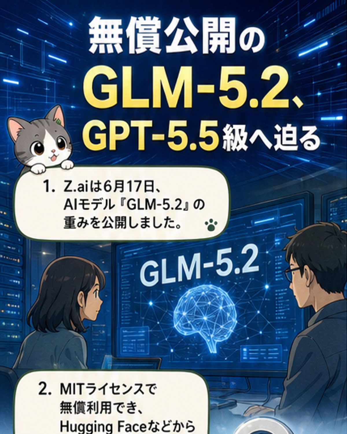 GLM-5.2のベンチマーク比較チャート。GPT-5.5やClaude Opusと並んで高いスコアを記録している。