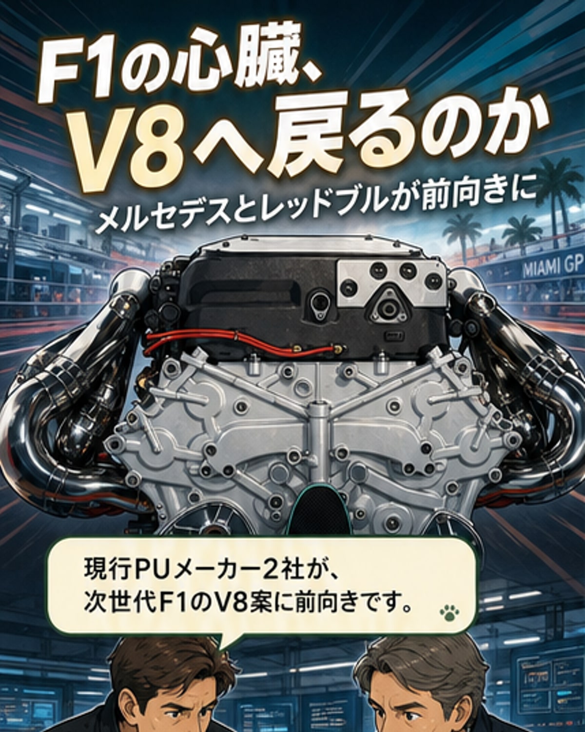 F1次世代エンジン、V8復活へ