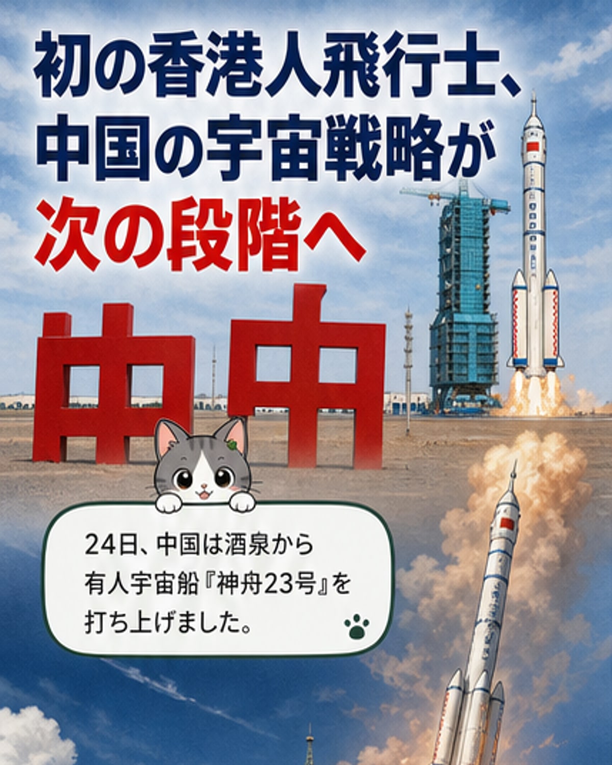 神舟23号、天宮へ 初の香港人飛行士