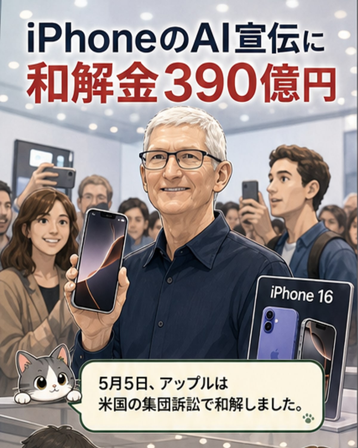 iPhone購入者に390億円和解支払い