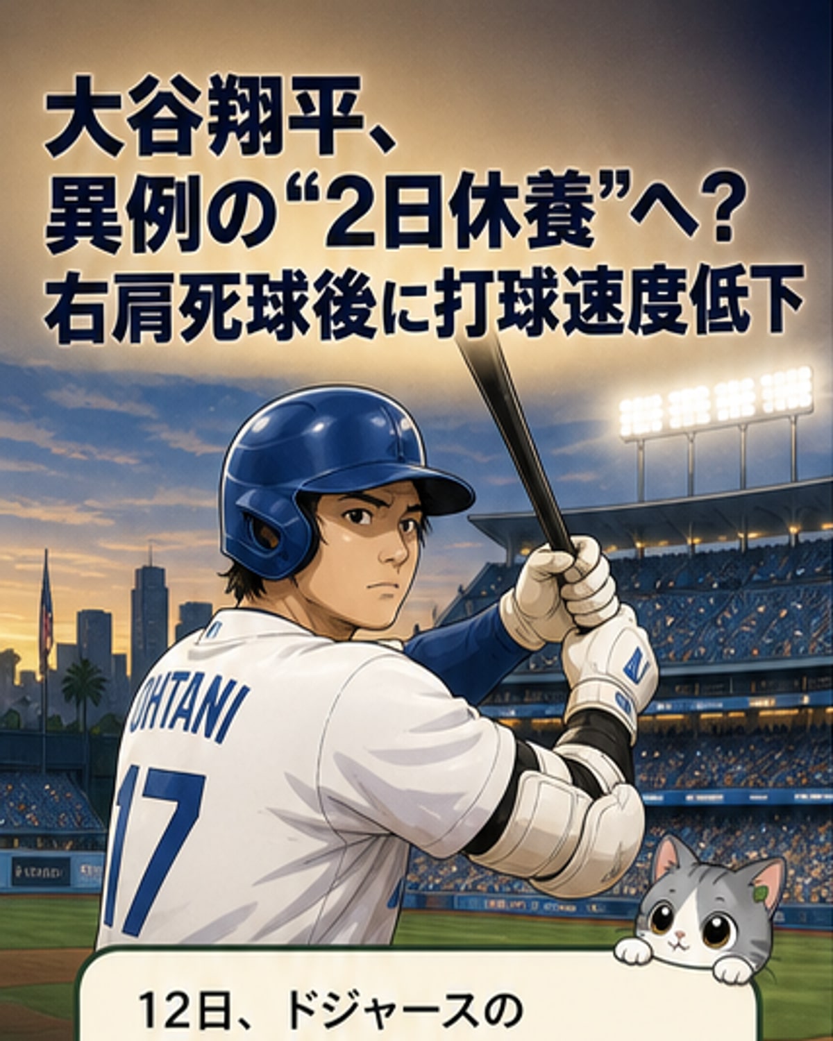 大谷、打球速度152→147kmに低下