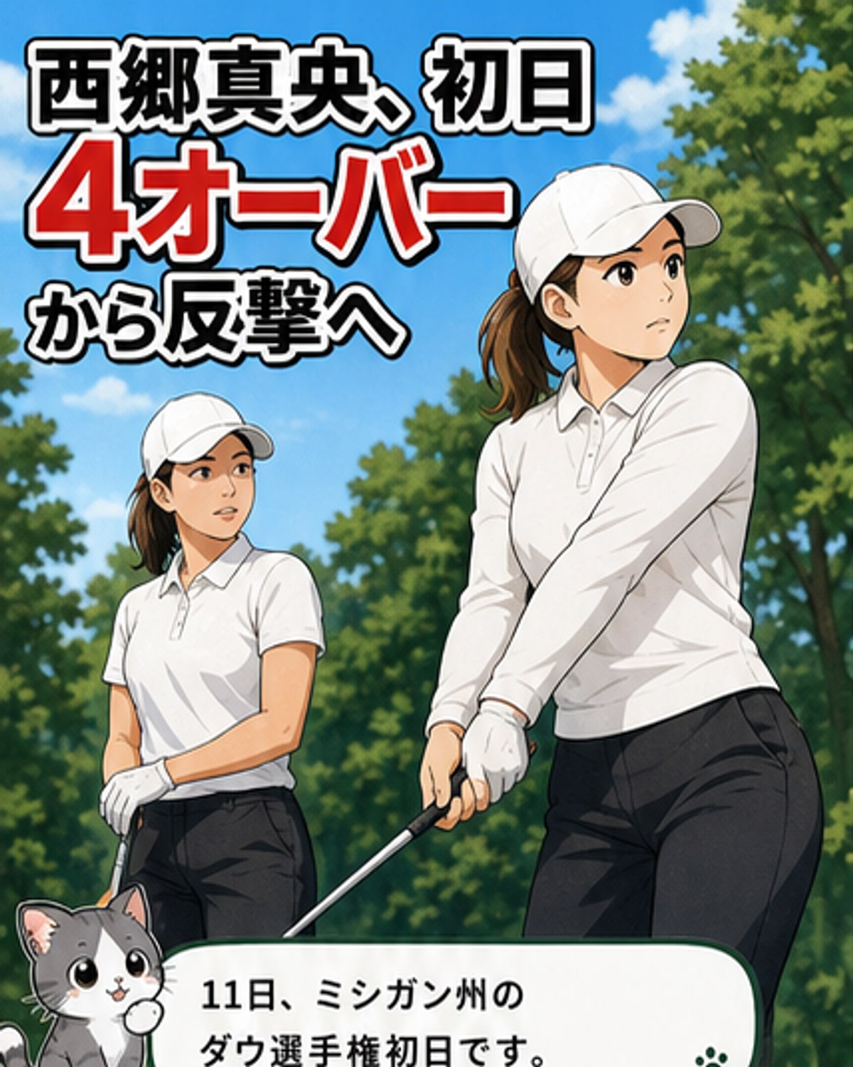 西郷真央、初日4オーバーで出遅れ
