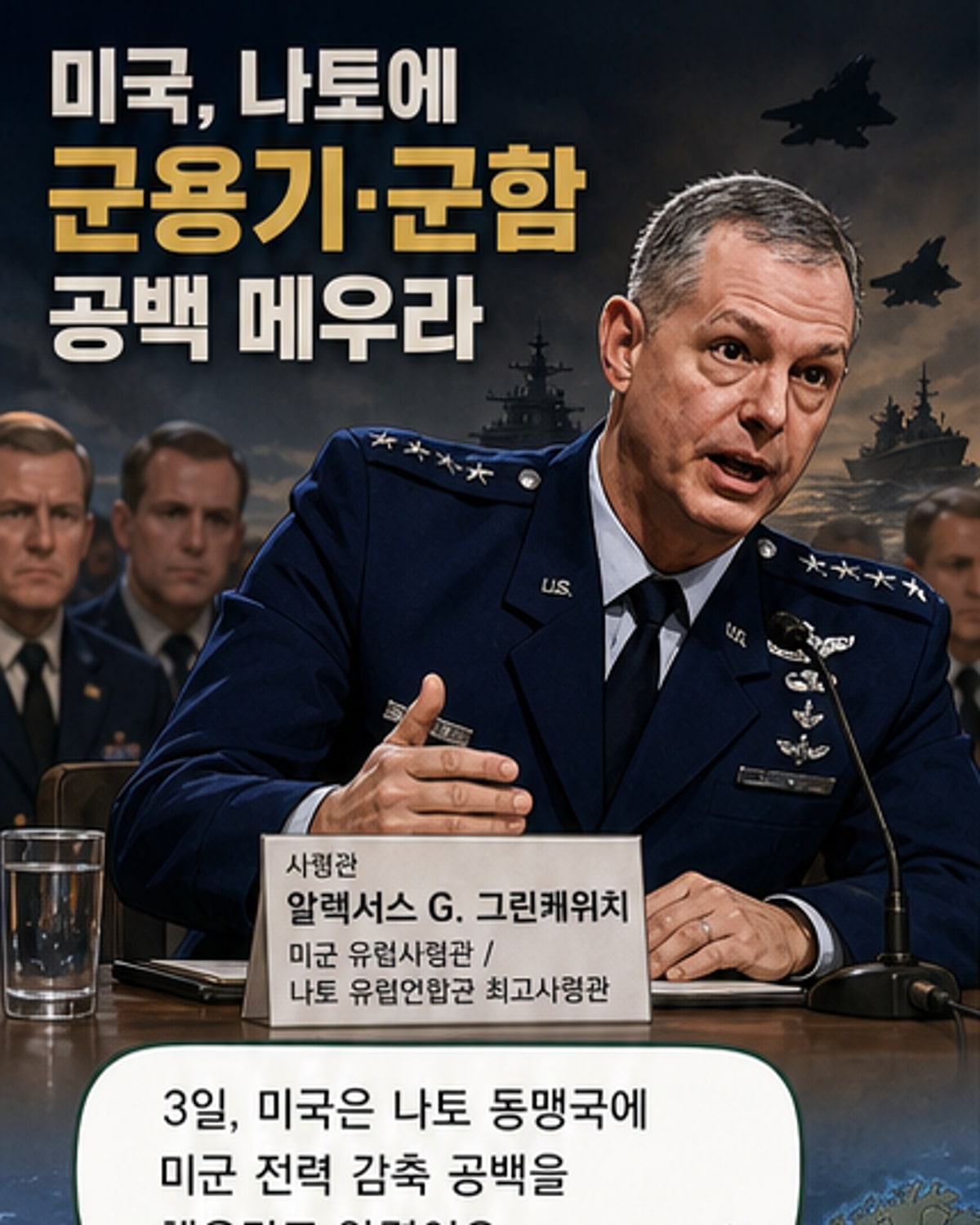 미국, 나토에 군용기·군함 공백 메워달라 통보