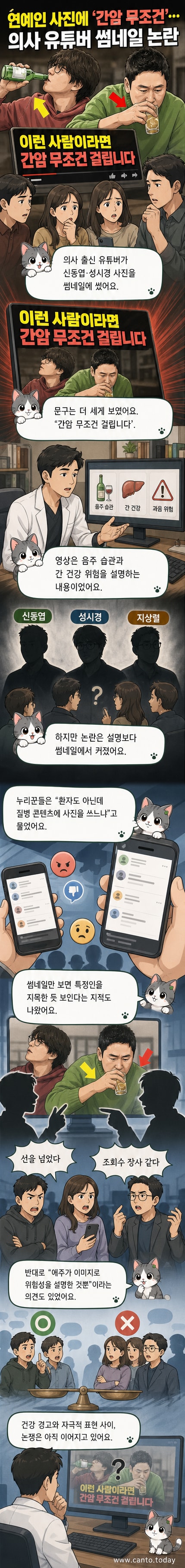 신동엽과 성시경의 사진 위에 '간암 무조건 걸린다'는 문구가 적힌 유튜브 썸네일 이미지