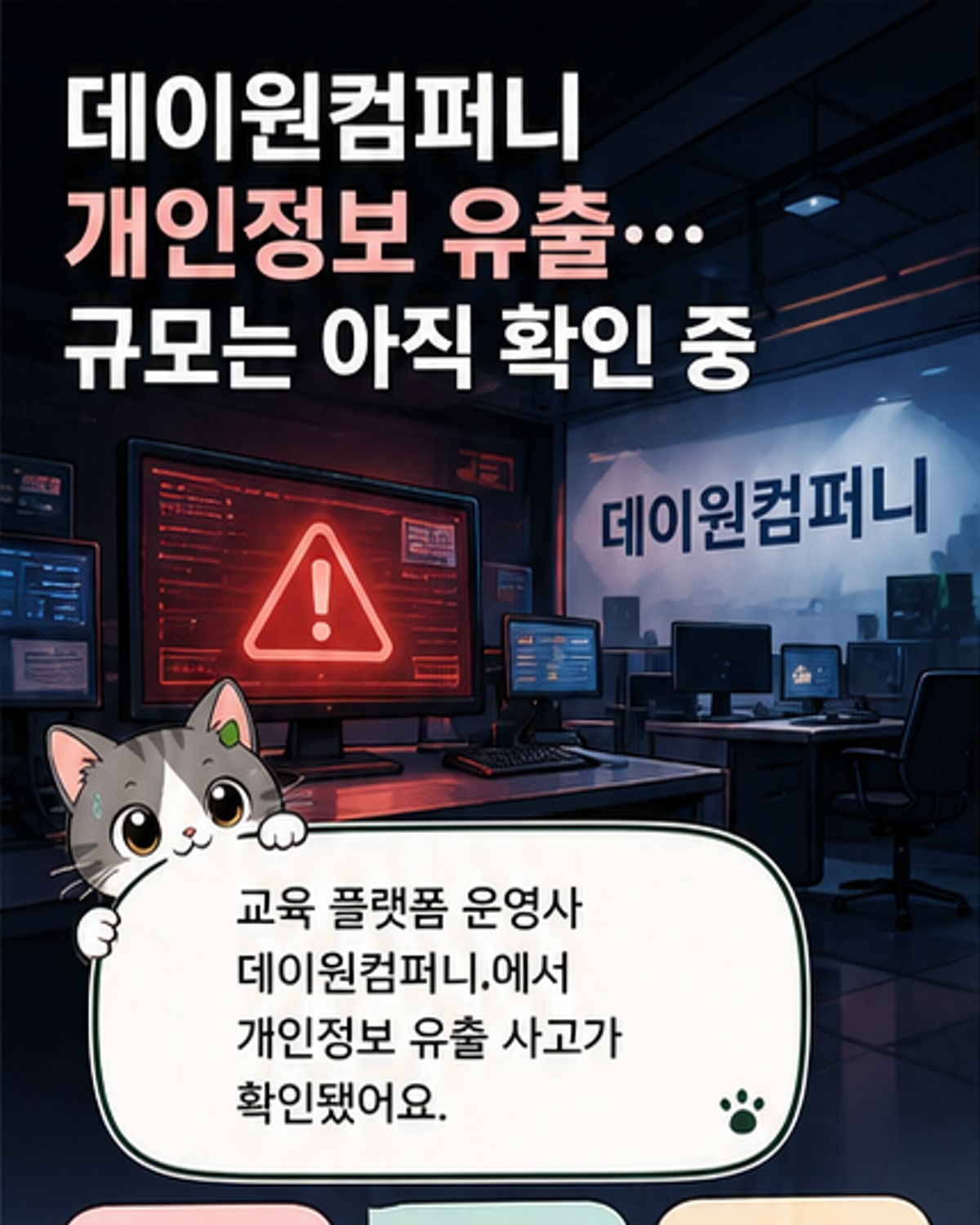 데이원컴퍼니, 개인정보 유출 확인