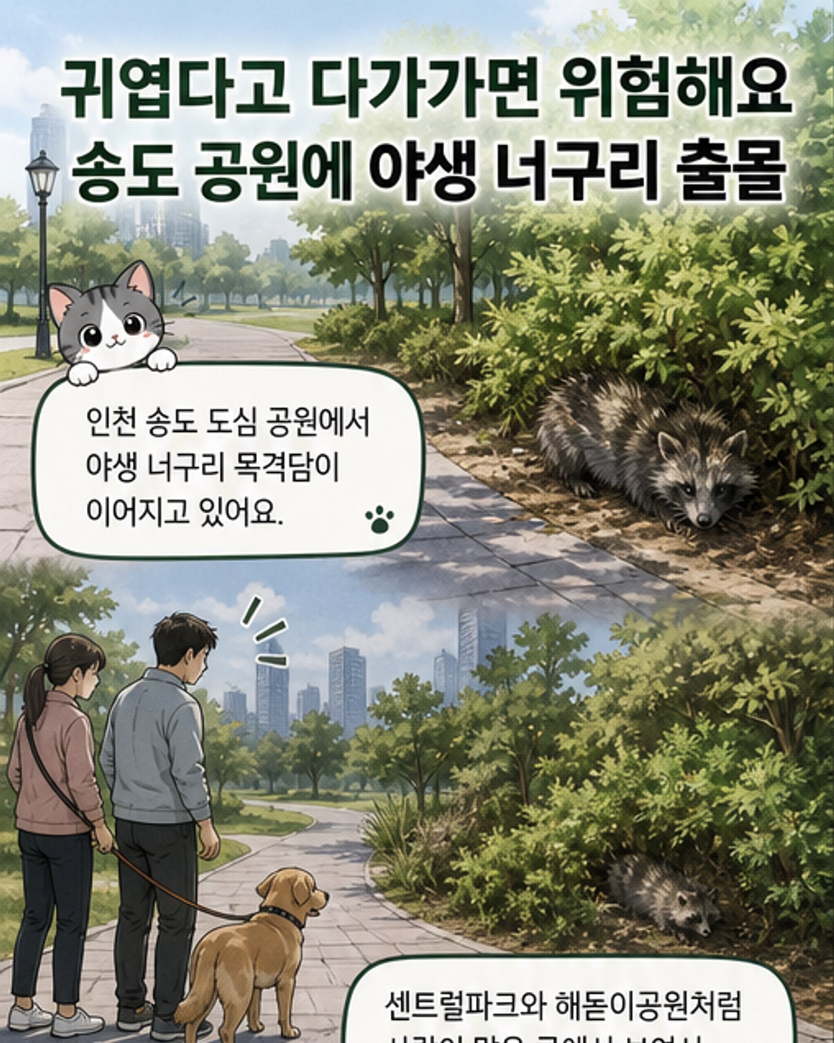 송도 도심서 야생 너구리 출몰