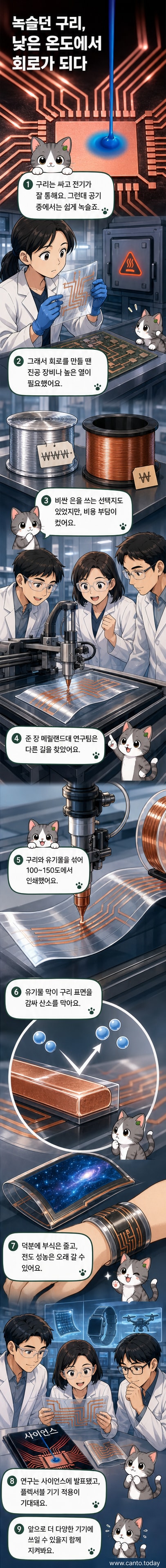 저온 프린팅으로 부식에 강한 구리 회로를 제작하는 모습