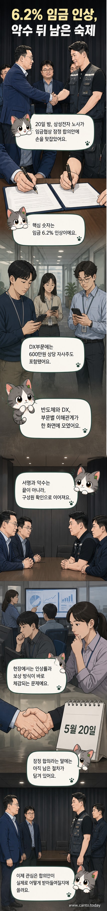 삼성전자 임금협상 후 악수하는 노사 대표들