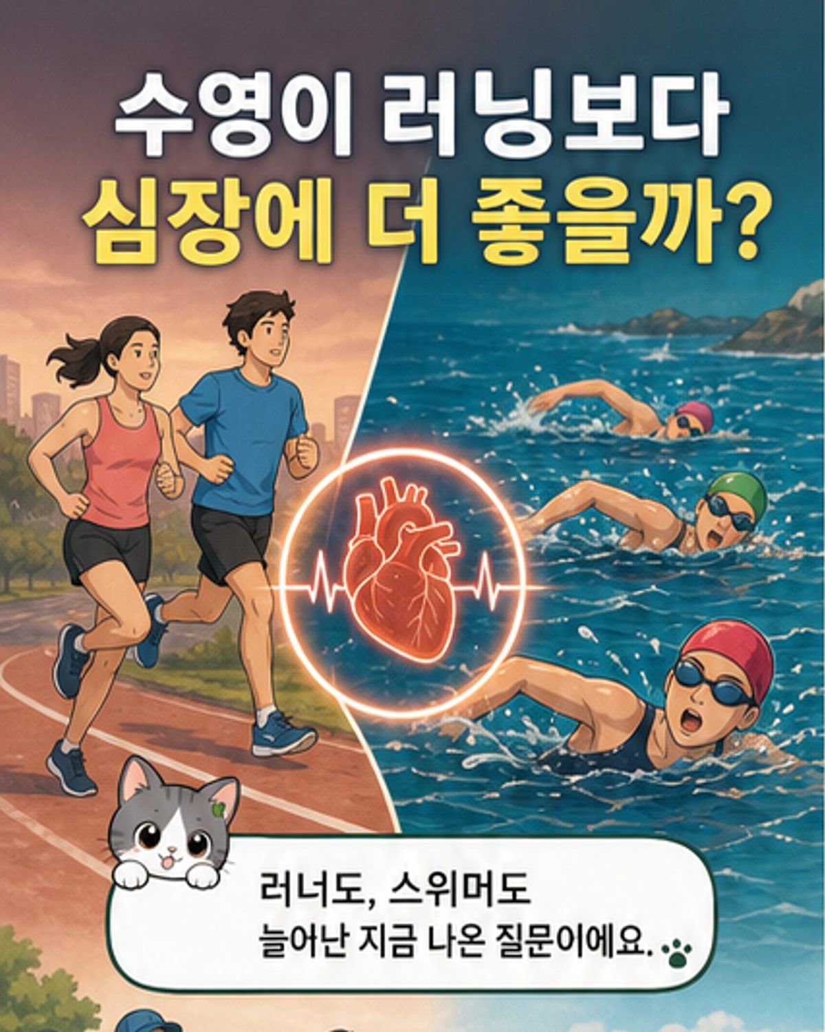 수영이 달리기보다 심장에 더 좋을까?