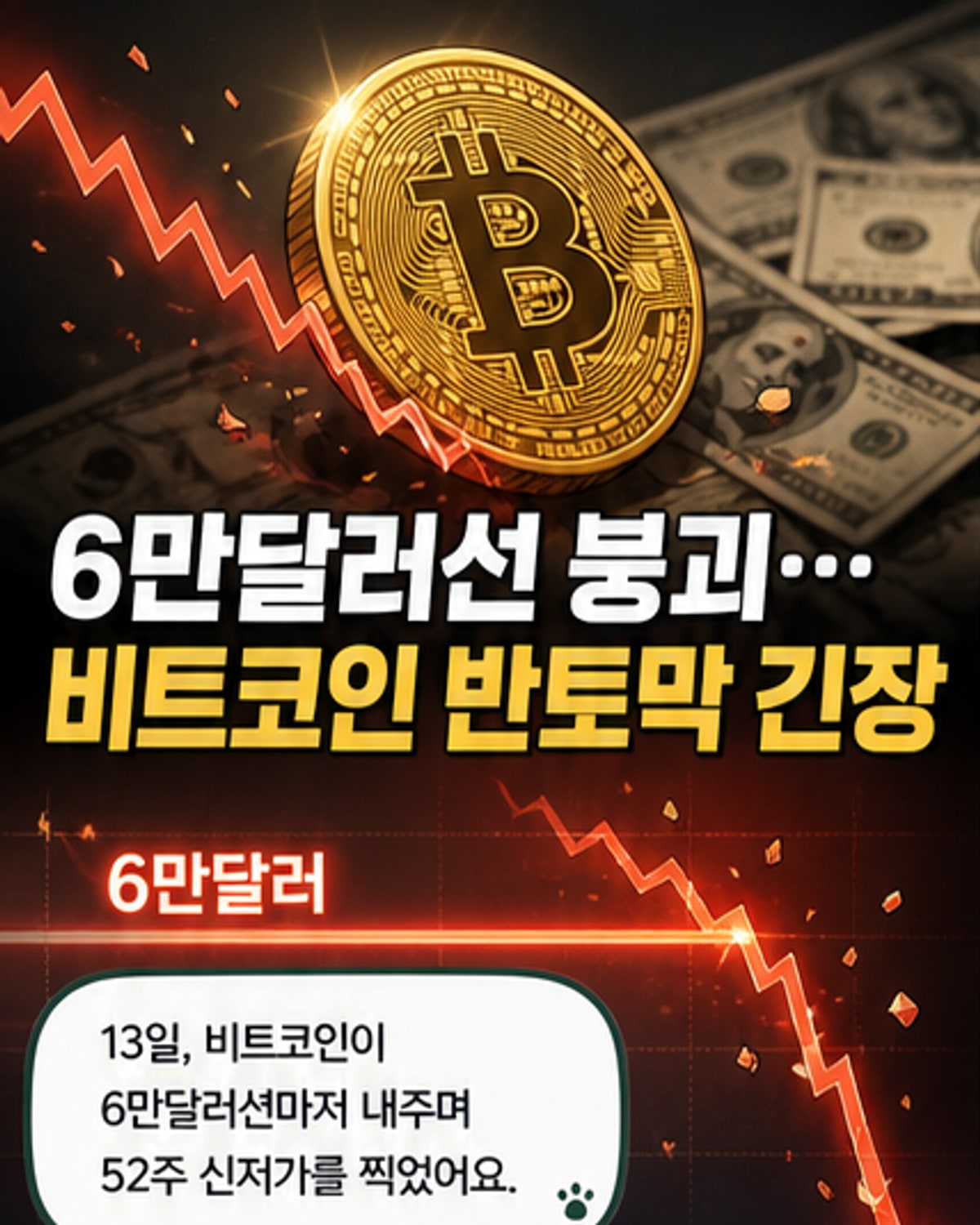 비트코인, 6만 달러도 무너졌다