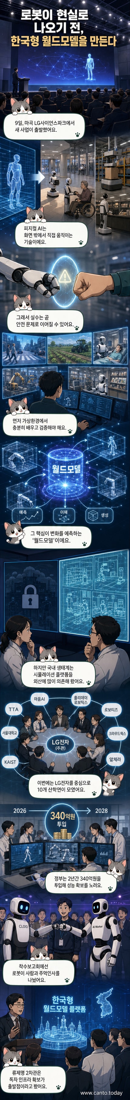 착수보고회에서 사람과 주먹 인사를 나누는 LG전자 클로이드 로봇과 로보티즈 AI워커 로봇