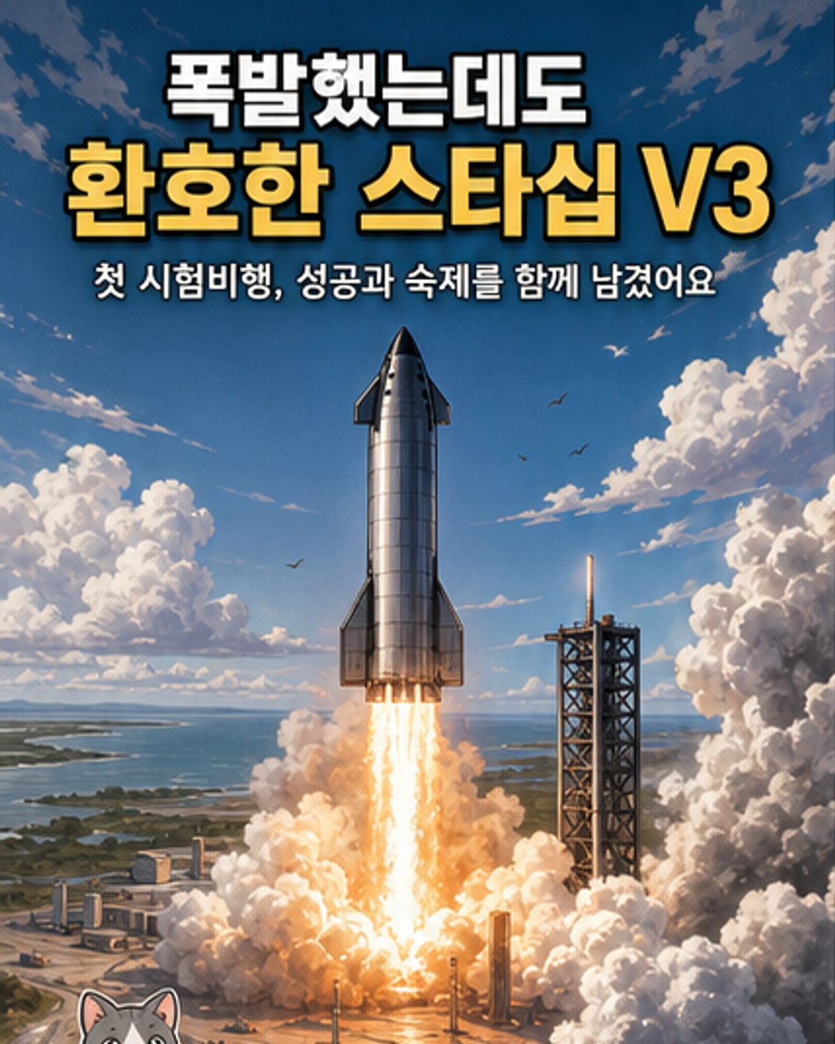 스타십 V3, 우주 비행 성공했지만 착수 후 폭발