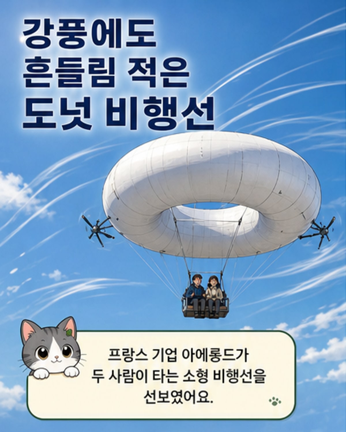 시속 70km 강풍에도 흔들리지 않는 도넛 비행선