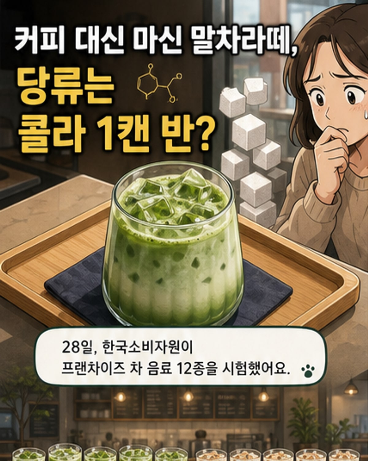 말차라떼 한 잔에 콜라 1.5캔 당도