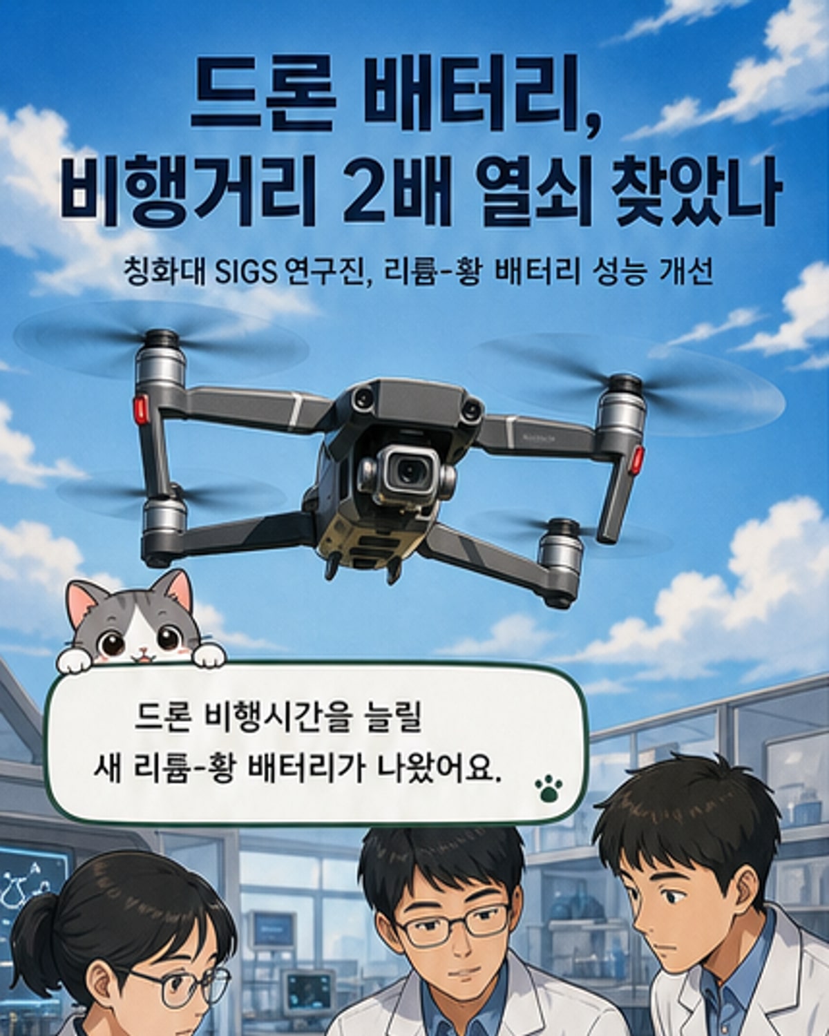 드론 비행거리 2배…차세대 배터리 등장