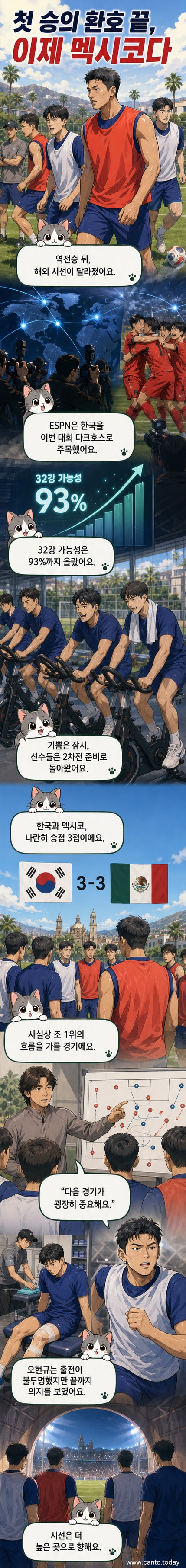 과달라하라에서 훈련 중인 한국 축구대표팀 선수들. 사이클을 타며 회복 훈련을 하고 있고, 김민재가 공을 다루는 모습이 보입니다.