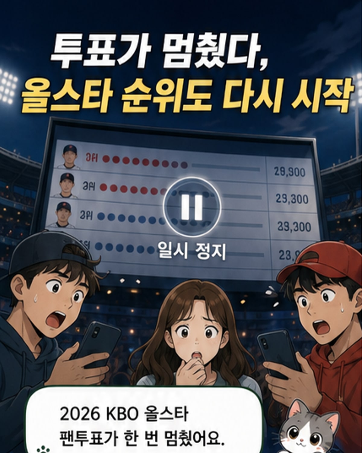KBO 올스타 투표, 재투표로 순위 뒤바뀌어