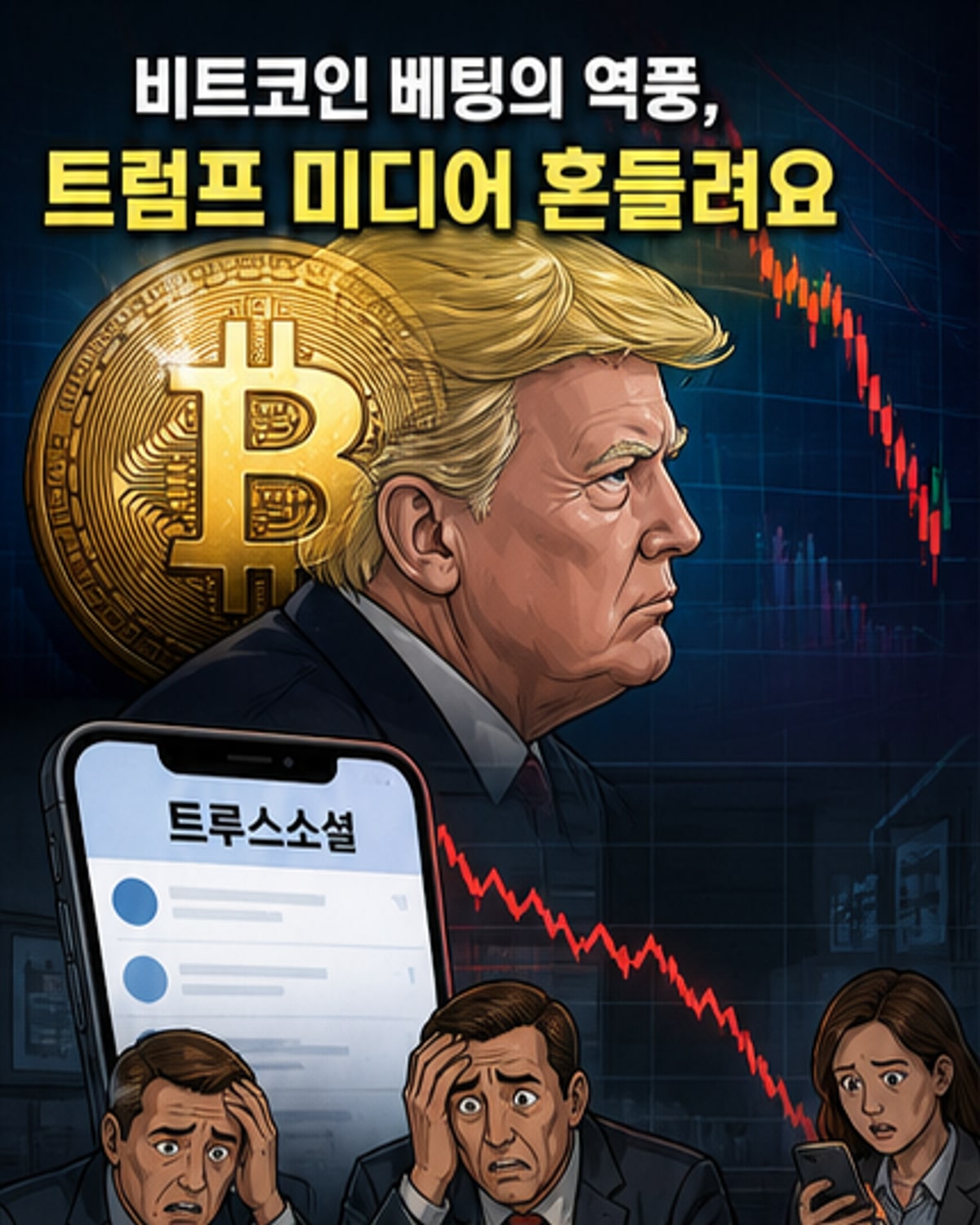 트럼프 미디어, 비트코인 투자 실패로 5,948억 원 손실