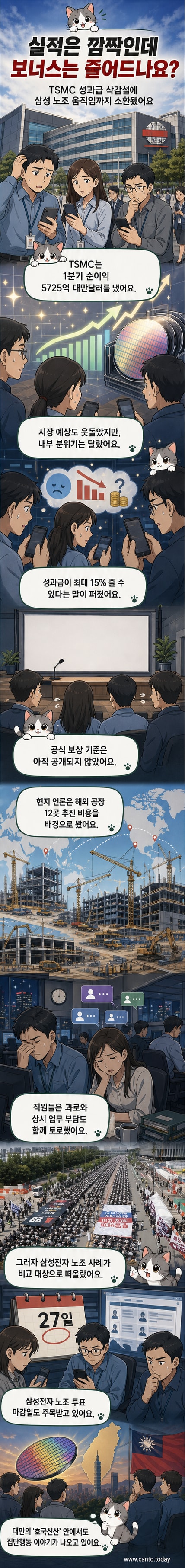 삼성전자 평택캠퍼스 앞에서 열린 노조 결의대회에서 조합원들이 구호를 외치고 있는 장면