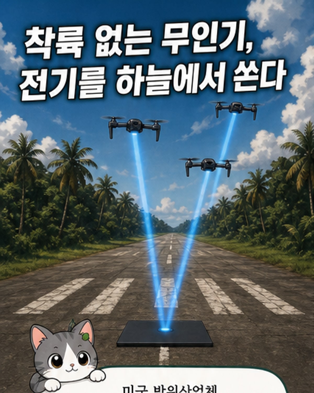 무선 전기 쏘는 드론, 24시간 비행 가능