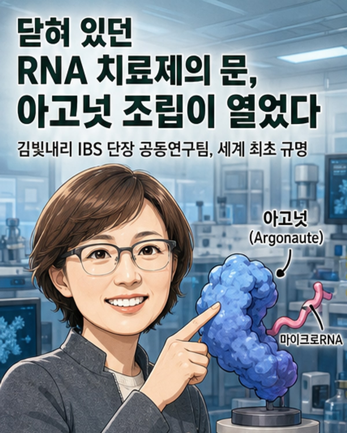 아고넛 단백질이 샤페론 도움을 받아 열린 형태에서 miRNA를 받아들이고, 닫힌 활성화 상태로 전환되는 시각화
