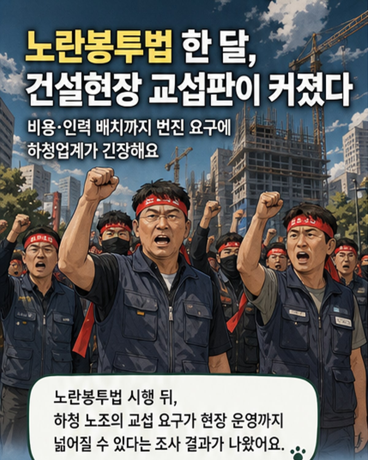 노란봉투법, 건설현장에선 비용·인력 갈등으로