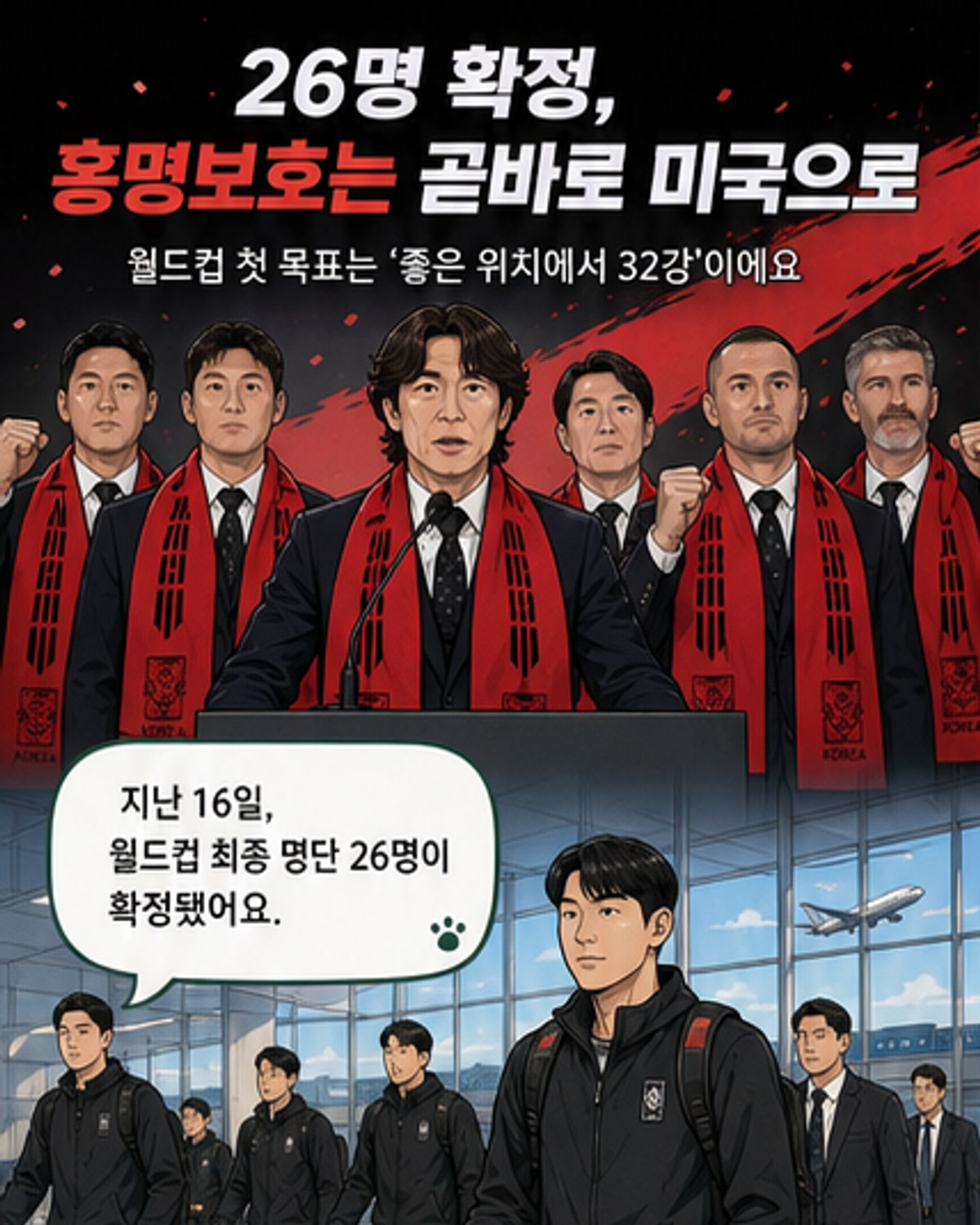 태극전사 26명, 미국 사전 캠프 출국