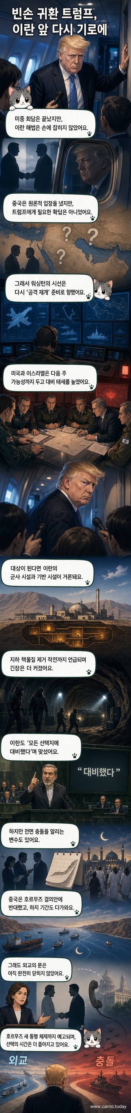 에어포스 원에서 기자들에게 질문에 답하는 도널드 트럼프 미국 대통령. 뒷배경은 베이징 공항.