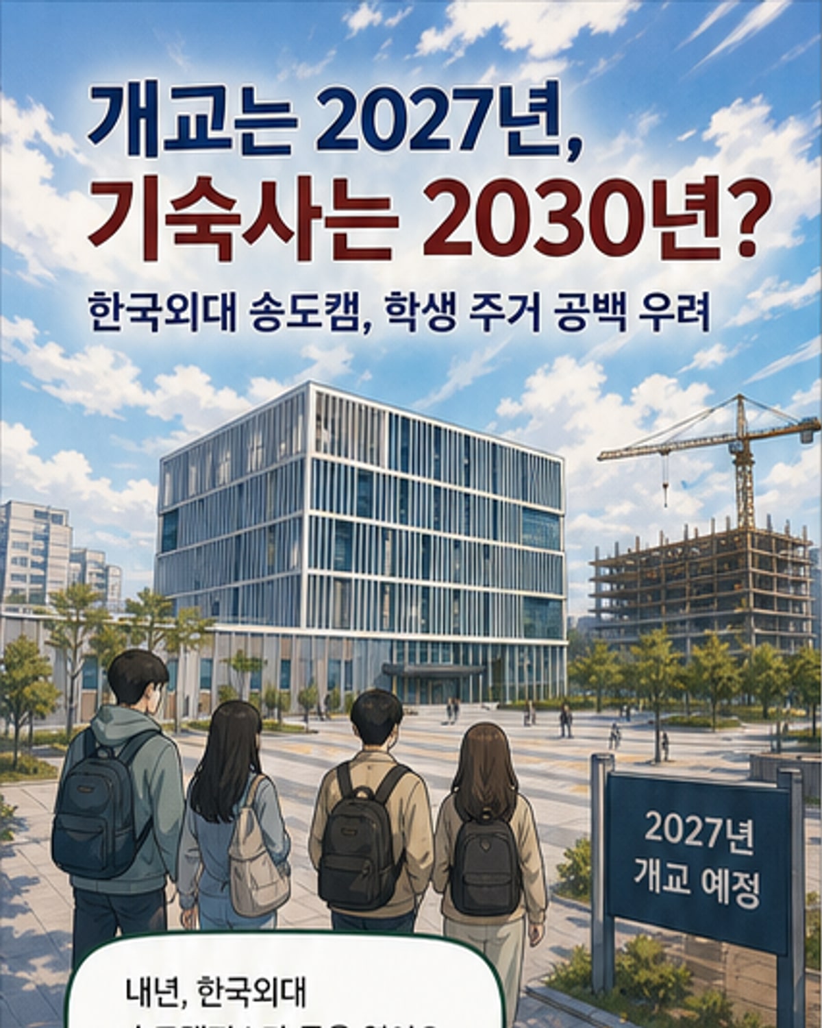 한국외대 송도캠, 개교 3년 뒤에야 기숙사