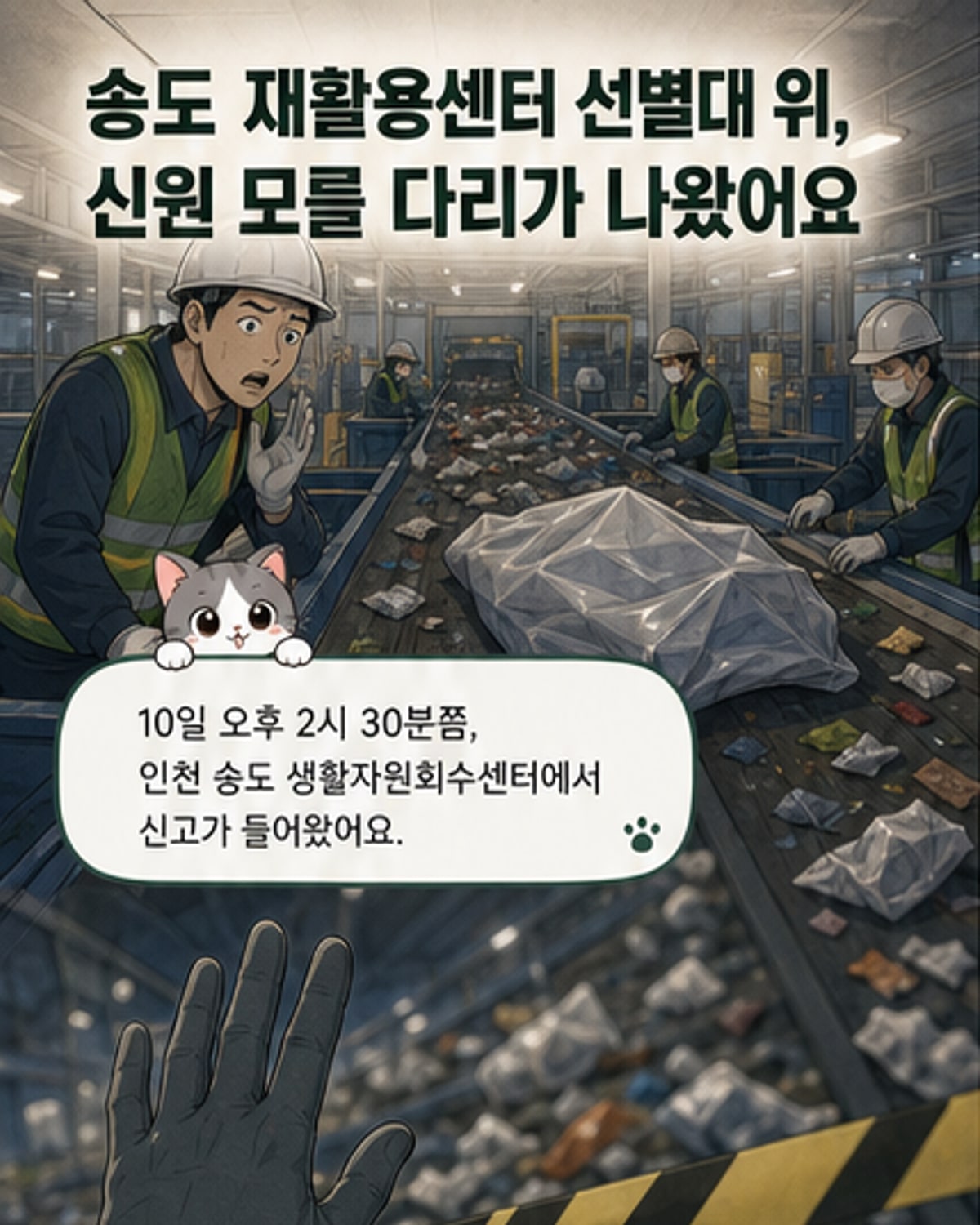 송도 재활용센터서 사람 다리 발견