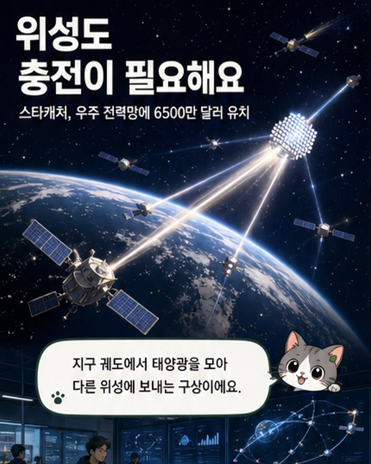 우주서 태양광 모아 위성 충전