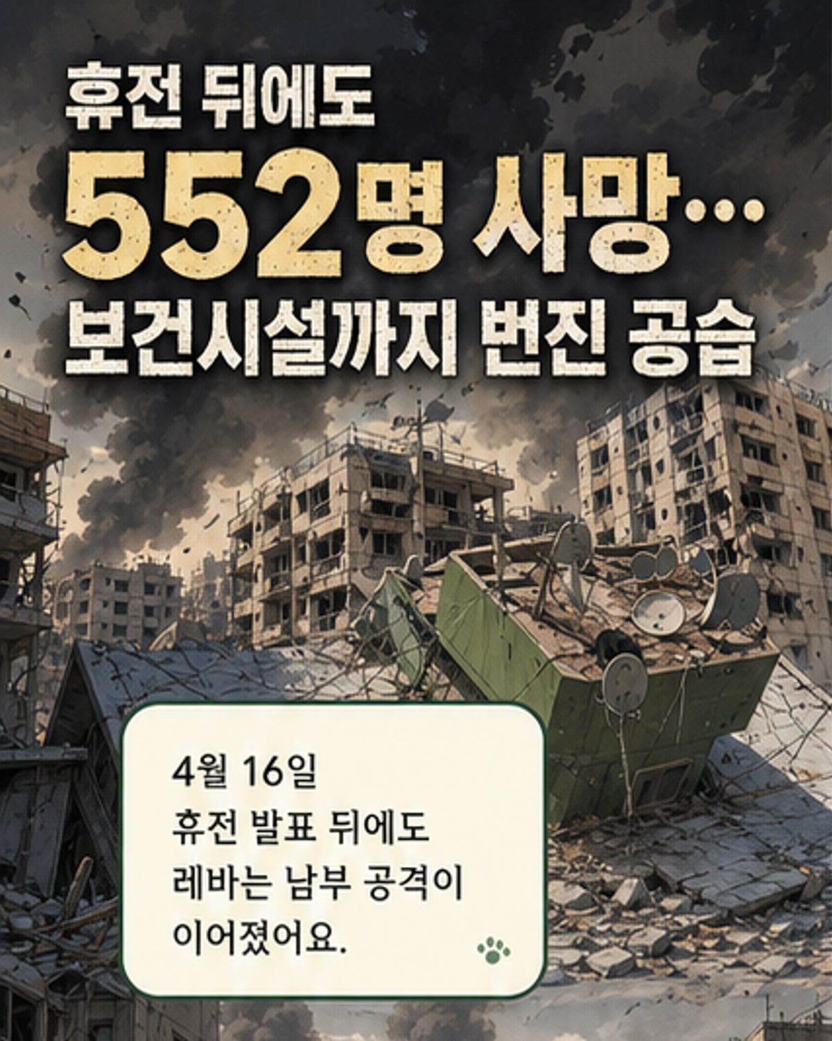 휴전 뒤에도 공습 계속…레바논 552명 사망