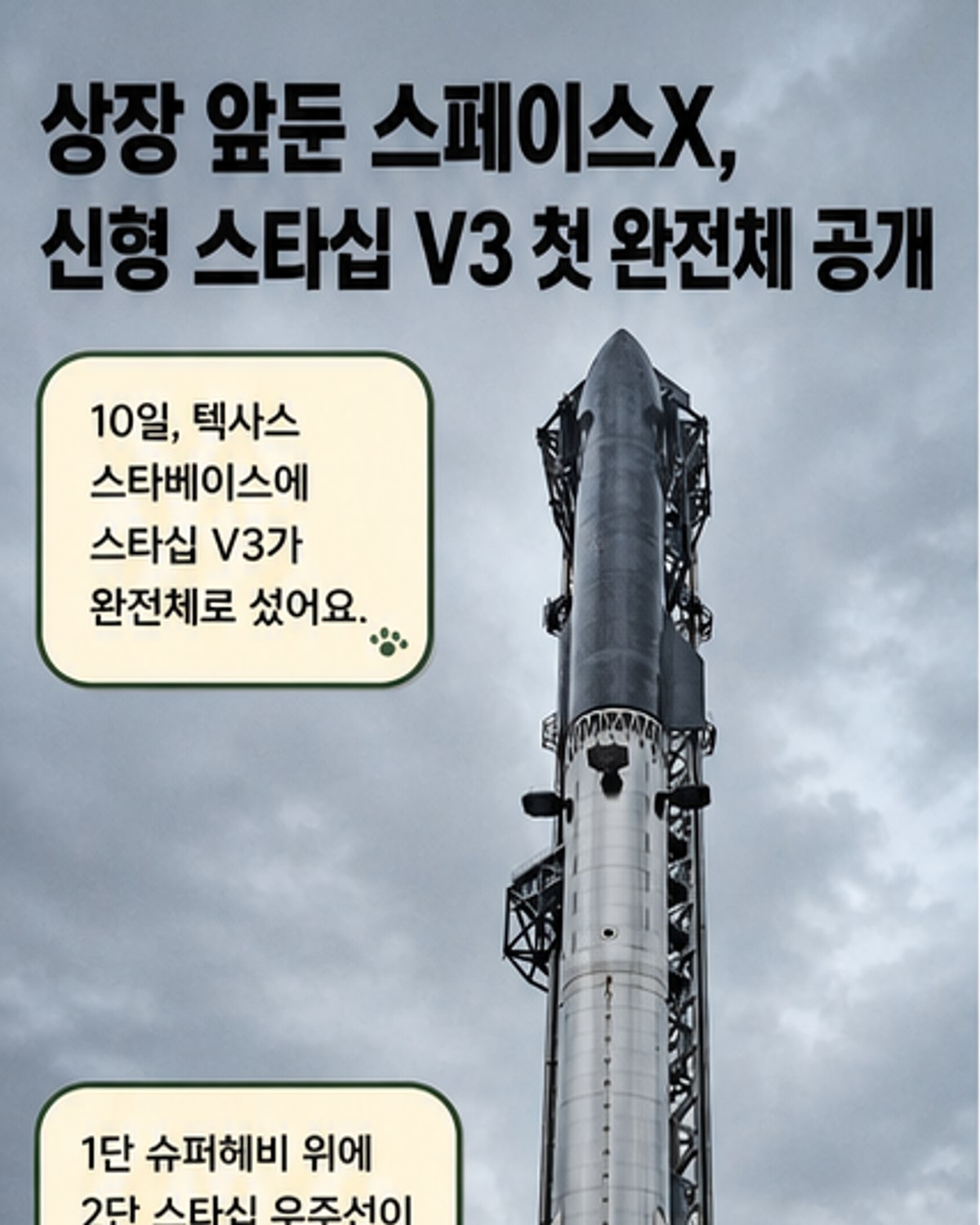 스페이스X, '스타십 V3' 완전체 첫 공개