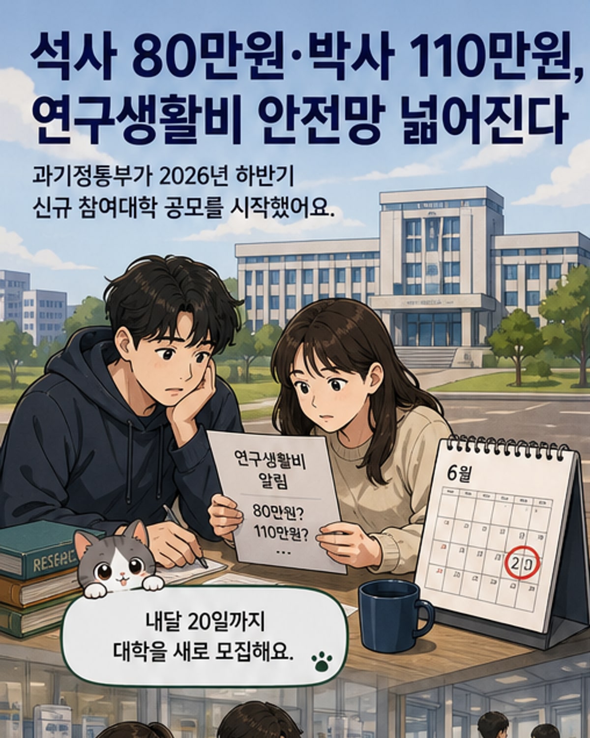 석사·박사 장려금, 정부가 월 80·110만원 보장