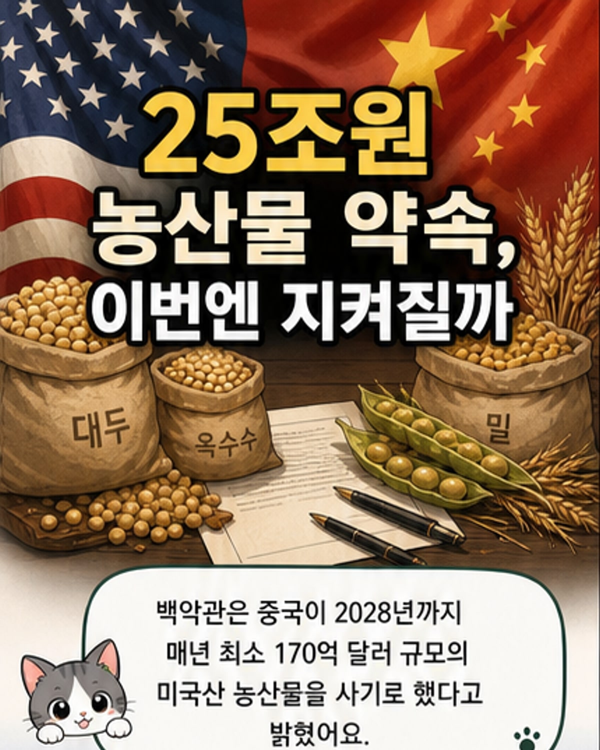 중국, 2028년까지 매년 25조원 규모 미국 농산물 구매
