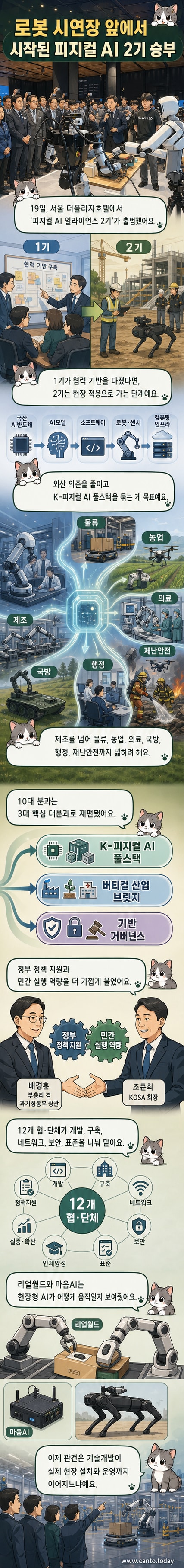 서울 중구 더플라자호텔에서 열린 피지컬 AI 얼라이언스 2기 출범식에서 배경훈 부총리와 참석자들이 리얼월드의 로봇 시연을 관람하고 있다.