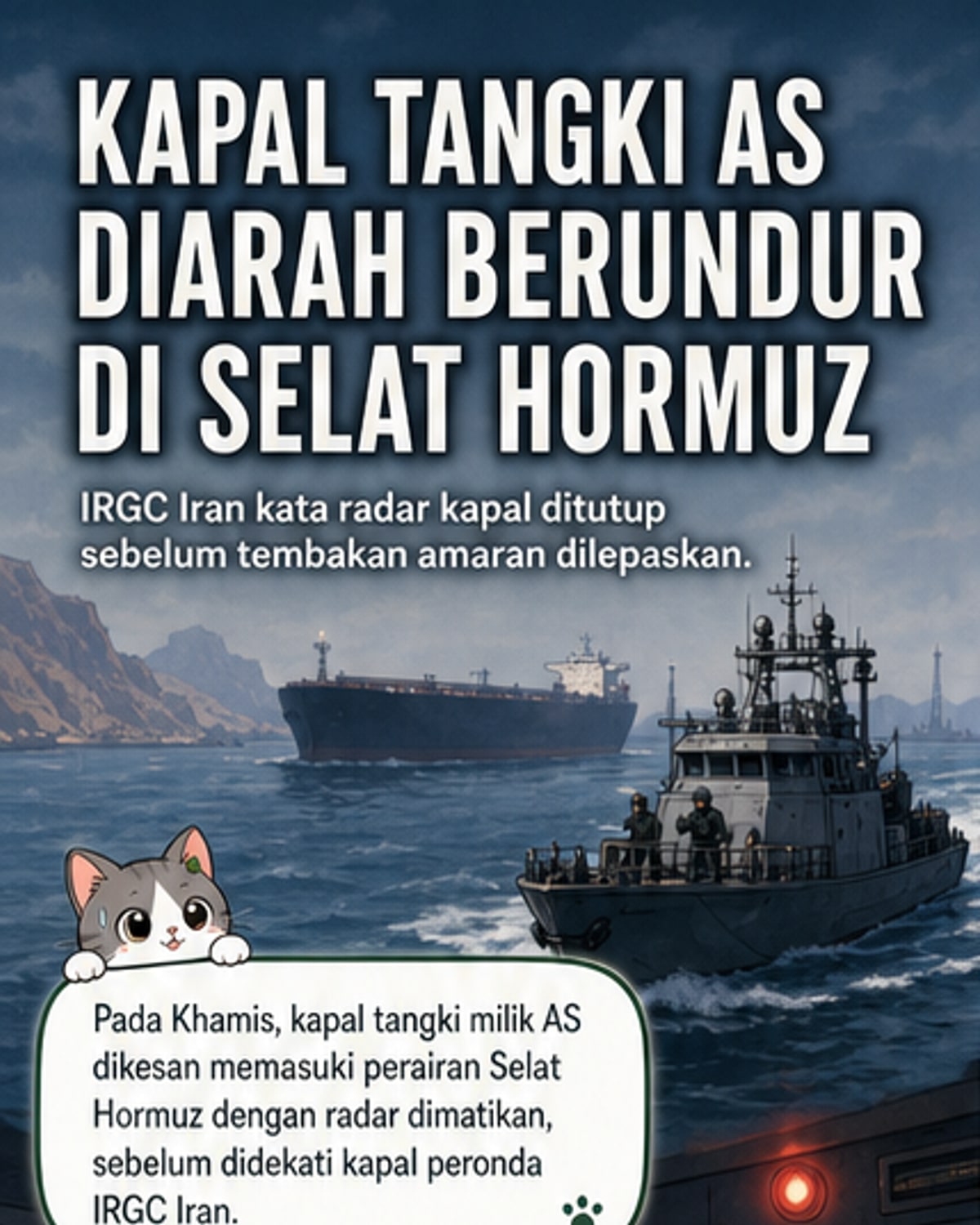 Kapal tangki AS dipaksa undur di Selat Hormuz