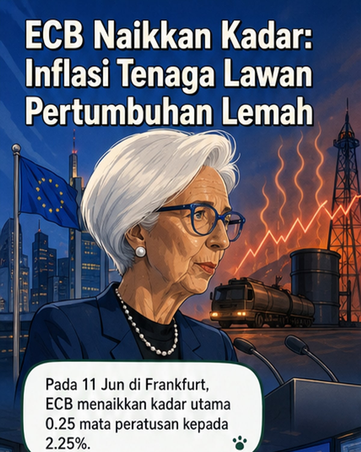 ECB Naikkan Kadar Faedah Buat Kali Pertama Dalam 2 Tahun