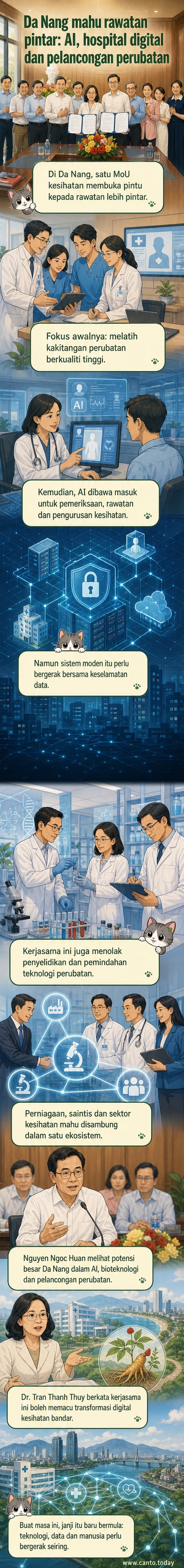 Gambar majlis menandatangani MoU antara Jabatan Kesihatan Bandar dan Persatuan Bioperubatan Vietnam, dengan para pemimpin bergambar kenangan.