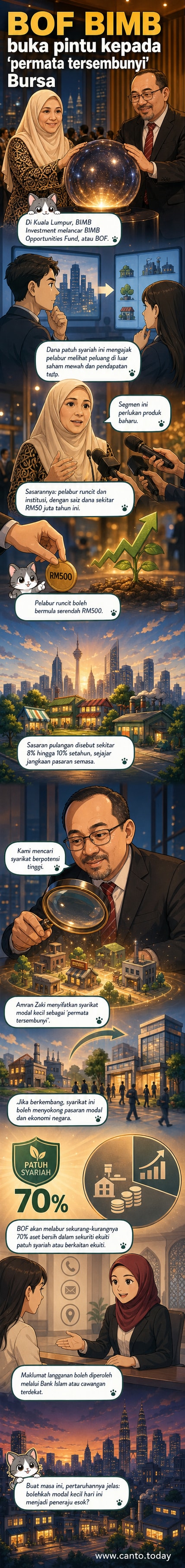 Gambar pegawai BIMB Investment dan Bank Islam semasa pelancaran BIMB Opportunities Fund di Kuala Lumpur, dengan latar belakang logo dana dan papan tanda acara.