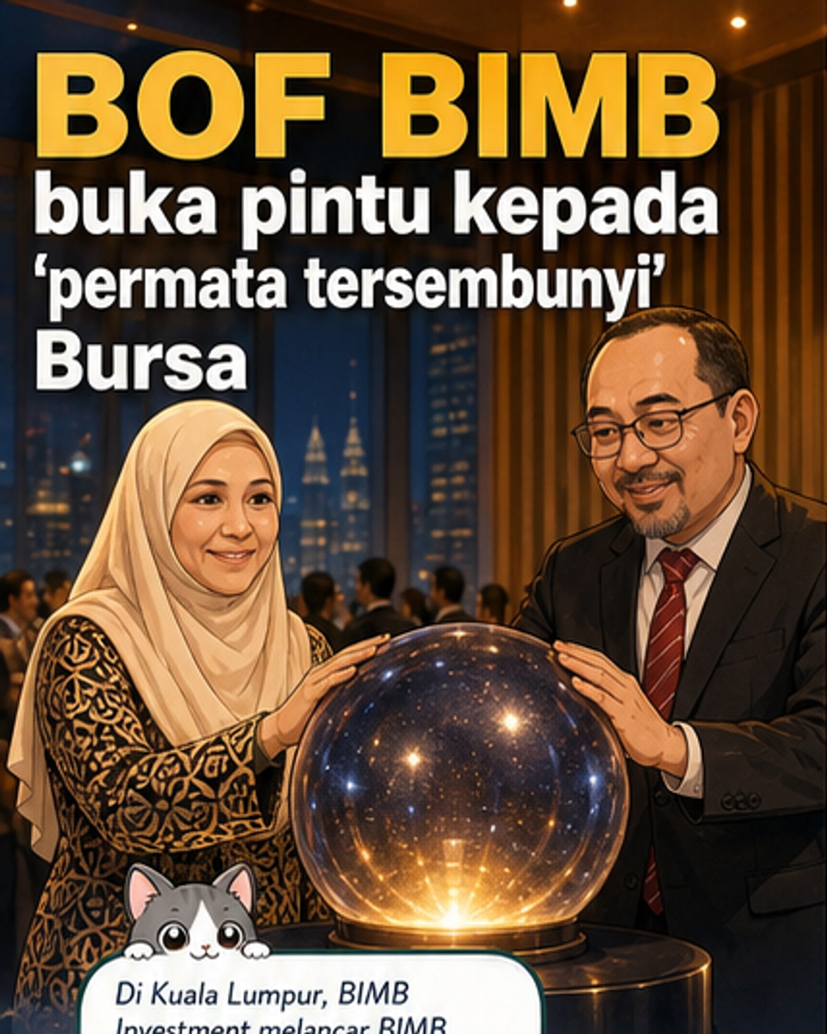 Gambar pegawai BIMB Investment dan Bank Islam semasa pelancaran BIMB Opportunities Fund di Kuala Lumpur, dengan latar belakang logo dana dan papan tanda acara.