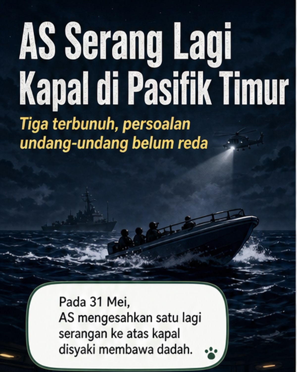 AS serang kapal di Pasifik Timur, tiga terbunuh