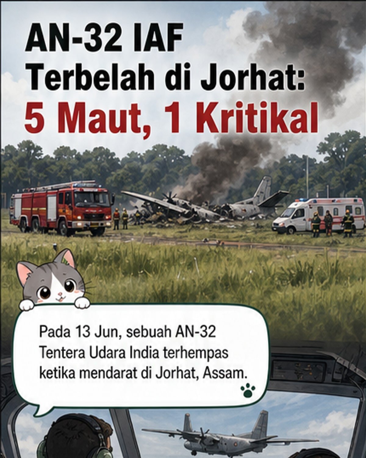 Pesawat Tentera Udara India terbelah dua