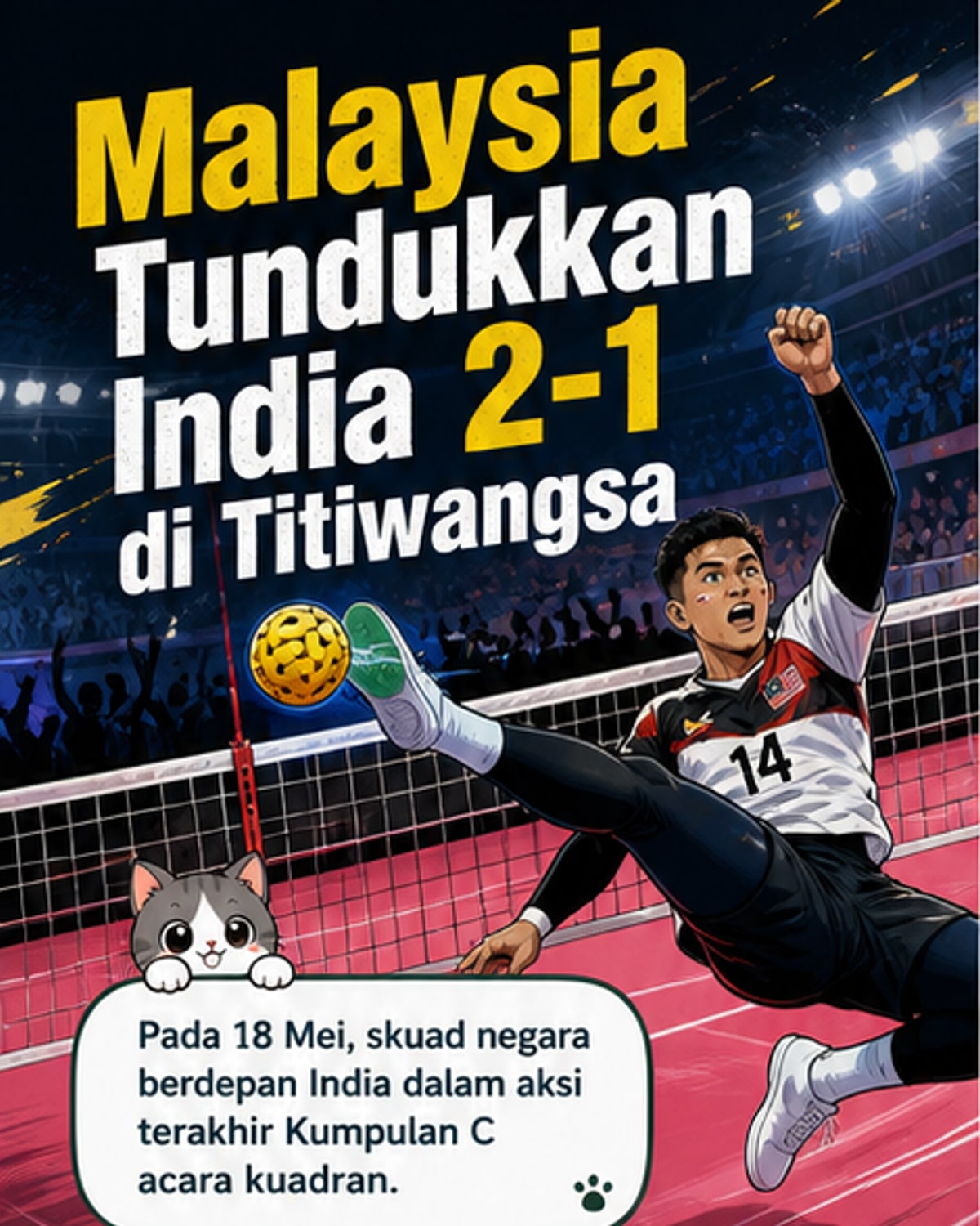 Malaysia menang 2-1 ke atas India