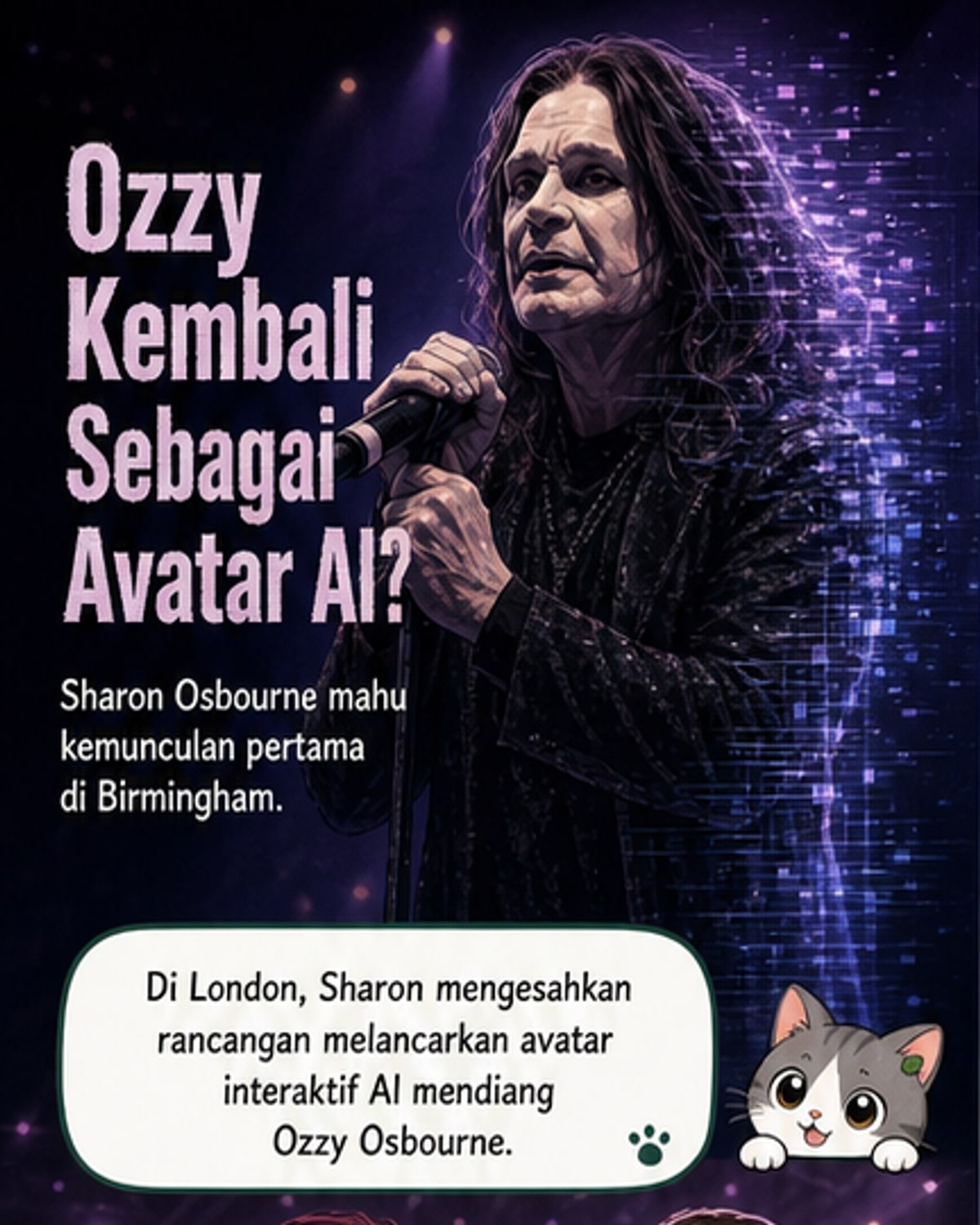 Avatar AI Ozzy Osbourne akan tampil di Birmingham
